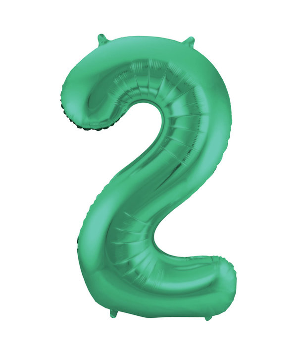 Folieballon Mat Groen Cijfer '2' - 86cm