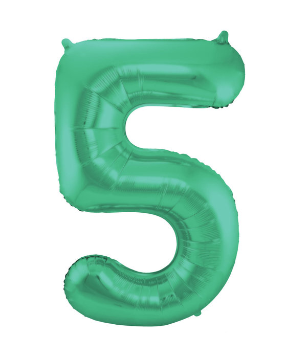 Folieballon Mat Groen Cijfer '5' - 86cm