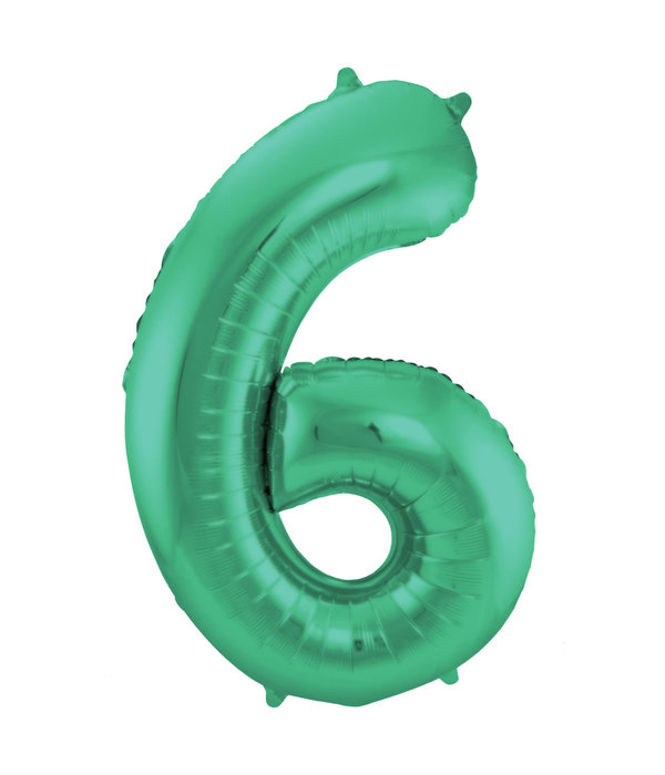 Folieballon Mat Groen Cijfer '6' - 86cm