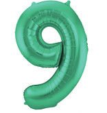 Folieballon Mat Groen Cijfer '9' - 86cm