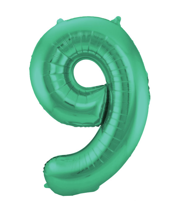 Folieballon Mat Groen Cijfer '9' - 86cm