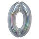 Folieballon Holografisch Zilver Cijfer '0' - 102cm
