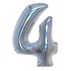 Folieballon Holografisch Zilver Cijfer '4' - 102cm