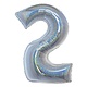 Folieballon Holografisch Zilver Cijfer '2' - 102cm