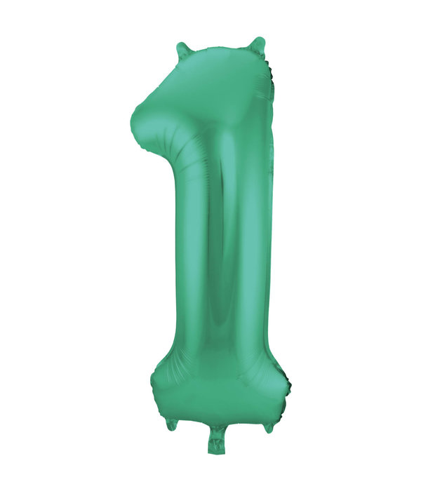 Folieballon Mat Groen Cijfer '1' - 86cm