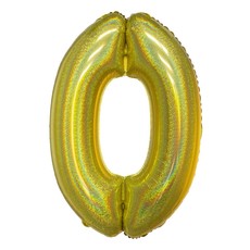 Folieballon Holografisch Goud Cijfer '0' - 102cm