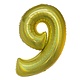 Folieballon Holografisch Goud Cijfer '9' - 102cm