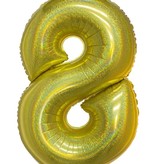 Folieballon Holografisch Goud Cijfer '8' - 102cm