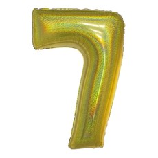 Folieballon Holografisch Goud Cijfer '7' - 102cm
