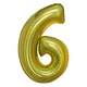 Folieballon Holografisch Goud Cijfer '6' - 102cm