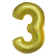Folieballon Holografisch Goud Cijfer &#039;3&#039; - 102cm