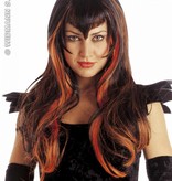 Pruik Griezel Samatha oranje