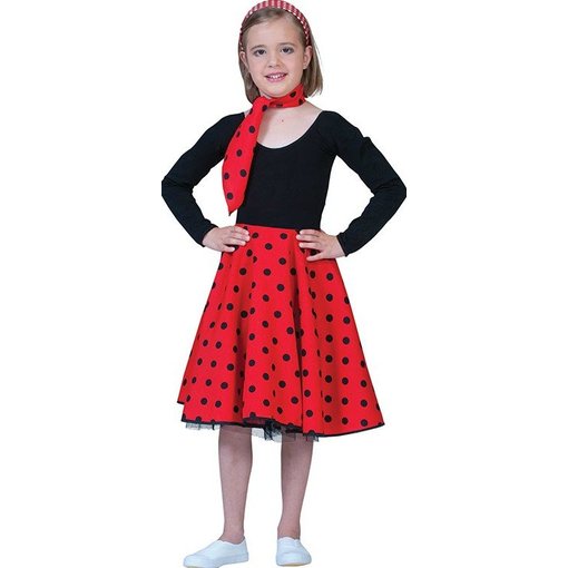 Rock and Roll rok met sjaaltje kind rood/zwart