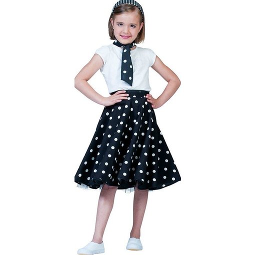 Rock and Roll rok met sjaaltje kind zwart/wit