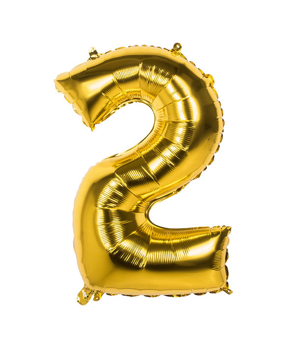 Gouden Folieballon Cijfer 2 - 86 cm