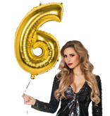 Gouden Folieballon Cijfer 6 - 86 cm