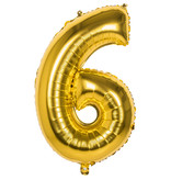 Gouden Folieballon Cijfer 6 - 86 cm