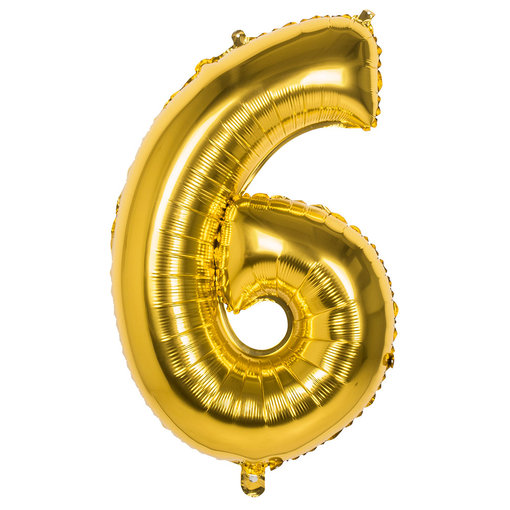Gouden Folieballon Cijfer 6 - 86 cm