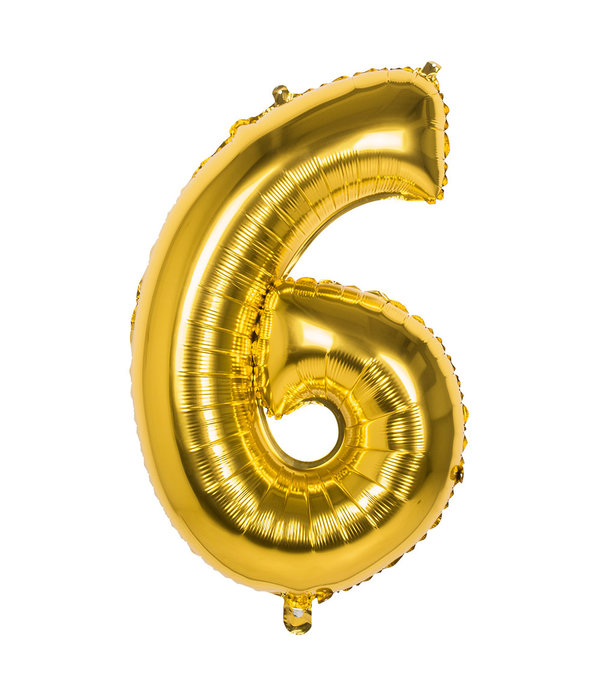 Gouden Folieballon Cijfer 6 - 86 cm