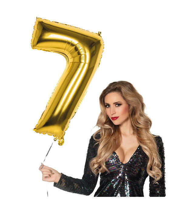 Gouden Folieballon Cijfer 7 - 86 cm