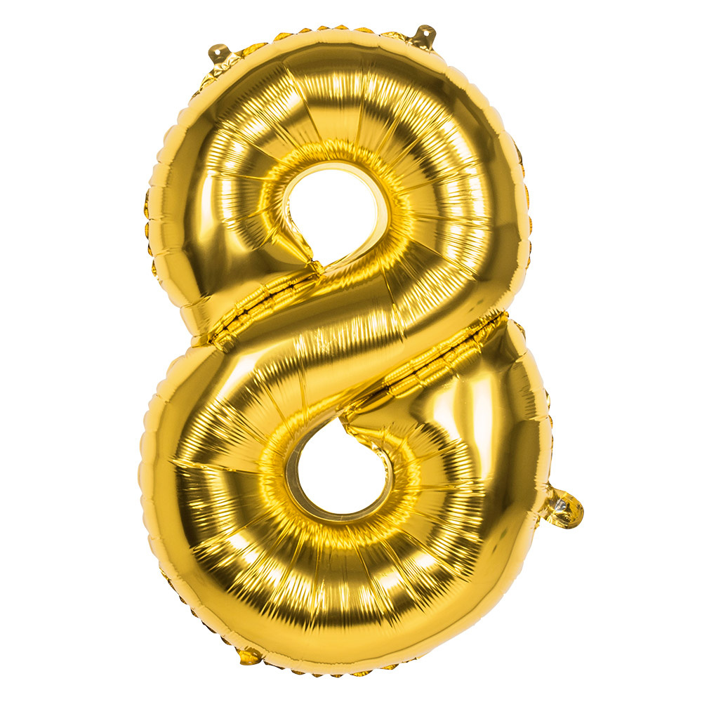 Gouden Folieballon Cijfer 8 - 86 cm afbeelding