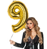 Gouden folieballon cijfer 9 - 86 CM