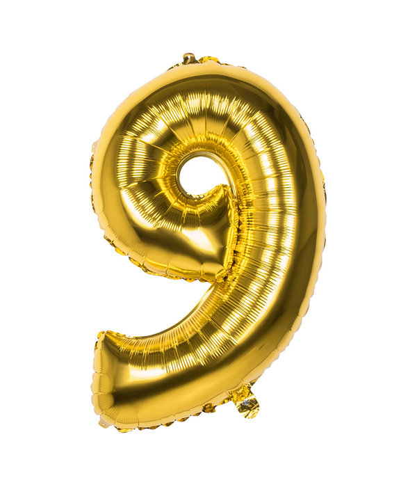 Gouden folieballon cijfer 9 - 86 CM