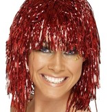 Feestpruik Lametta Rood