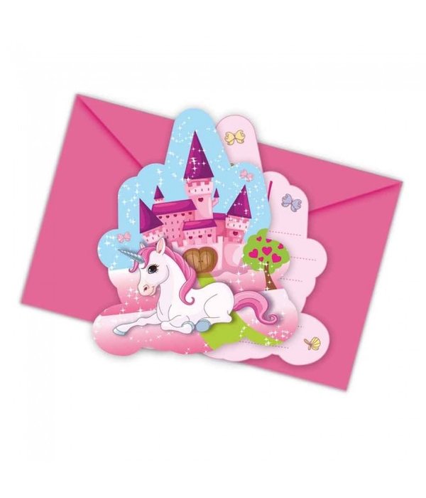 Unicorn Uitnodigingen met envelop (6st)