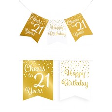 Verjaardagsslinger Vaandel 21 jaar Goud/Wit (6m)