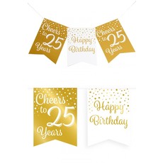 Verjaardagsslinger Vaandel 25 jaar Goud/Wit (6m)