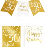 Verjaardagsslinger Vaandel 30 jaar Goud/Wit (6m)