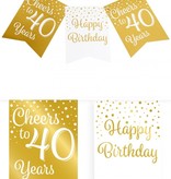 Verjaardagsslinger Vaandel 40 Jaar Goud/Wit (6m)
