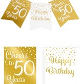 Verjaardagsslinger Vaandel 50 Jaar Goud/Wit (6m)