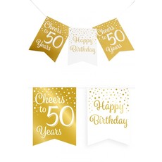 Verjaardagsslinger Vaandel 50 Jaar Goud/Wit (6m)