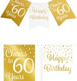 Verjaardagsslinger Vaandel 60 Jaar Goud/Wit (6m)