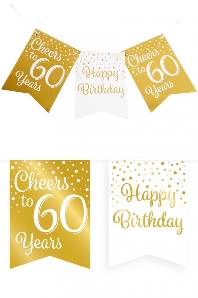 Verjaardagsslinger Vaandel 60 Jaar Goud/Wit (6m) afbeelding