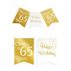 Verjaardagsslinger Vaandel 65 Jaar Goud/Wit (6m)