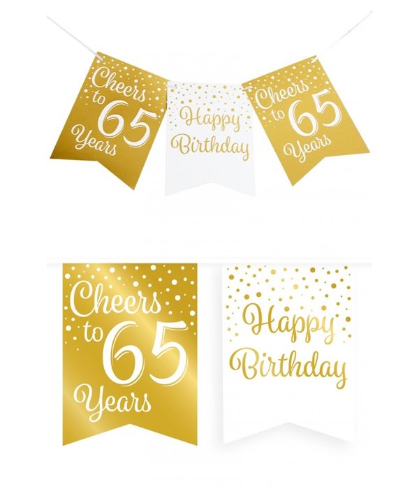 Verjaardagsslinger Vaandel 65 Jaar Goud/Wit (6m)