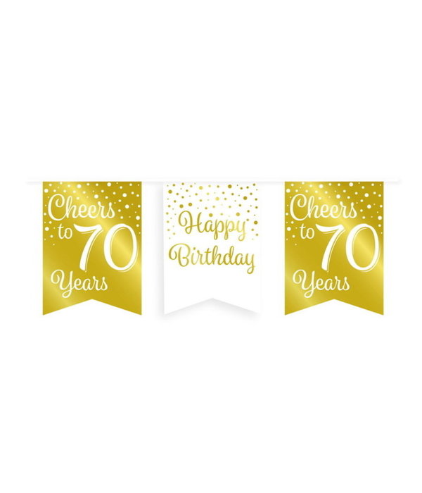 Verjaardagsslinger Vaandel 70 Jaar Goud/Wit (6m)