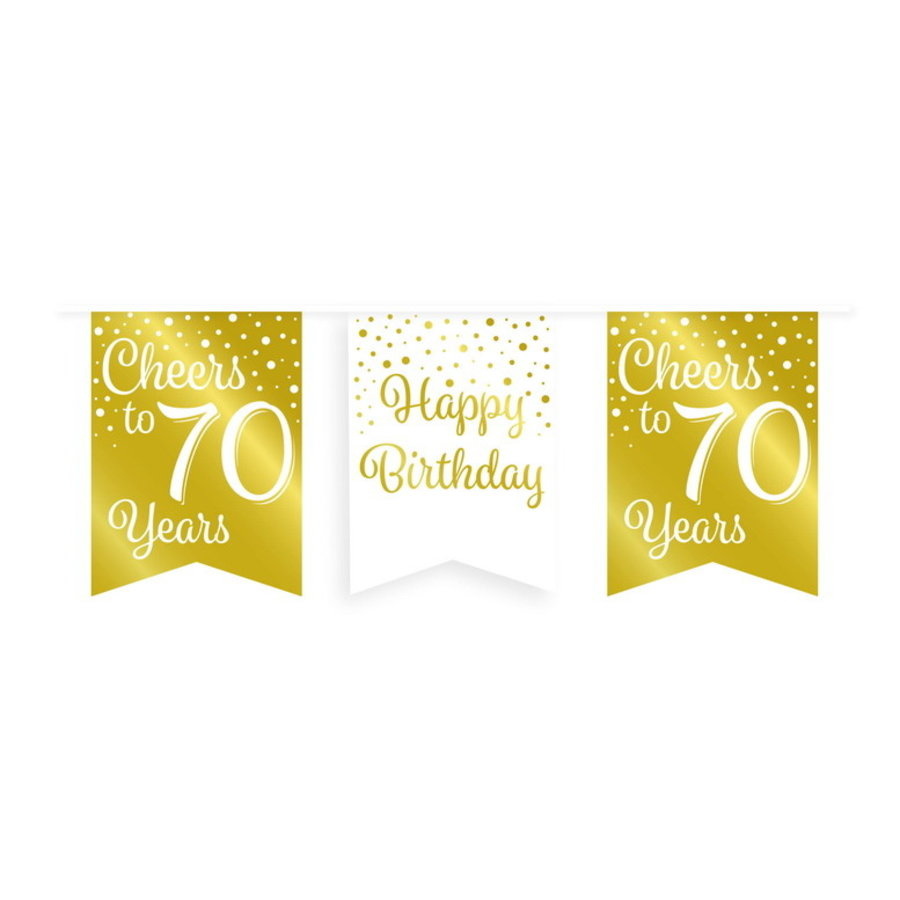 Verjaardagsslinger Vaandel 70 Jaar Goud/Wit (6m) afbeelding