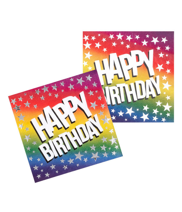 Servetten Happy Birthday Rainbow (20st)