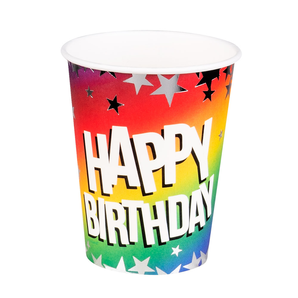 Feestbekers Happy Birthday Rainbow (10st) afbeelding