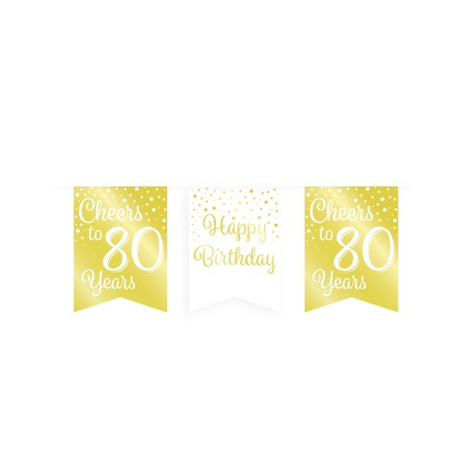Verjaardagsslinger Vaandel 80 Jaar Goud/Wit (6m)
