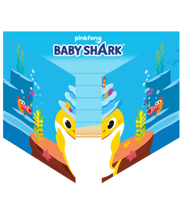 Uitnodigingen Baby Shark (8st)