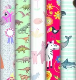Rol Cadeaupapier Jungledieren rood