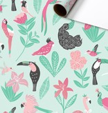 Rol Cadeaupapier Tropische dieren groen