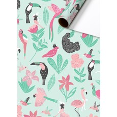Rol Cadeaupapier Tropische dieren groen