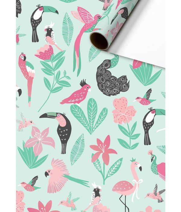 Rol Cadeaupapier Tropische dieren groen