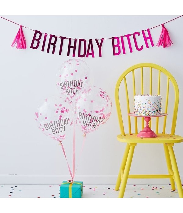 Birthday Bitch Verjaardag Set Roze